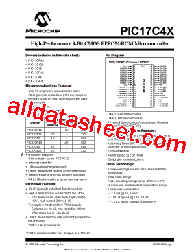 PIC17C42-16I/P型号图片