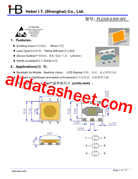 PLCC6-0.5W-W3型号图片