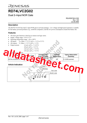 RD74LVC2G02型号图片