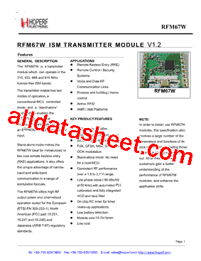 RFM67W-315S2型号图片