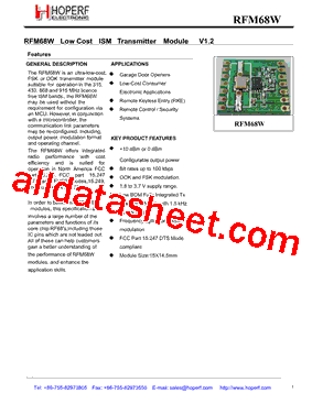 RFM68W-315S2型号图片