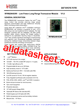 RFM93W-915S2型号图片
