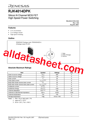 RJK4014DPK-00-T0型号图片