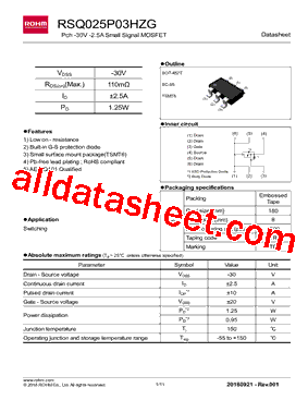 RSQ025P03HZG型号图片