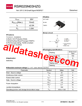 RSR025N03HZG型号图片