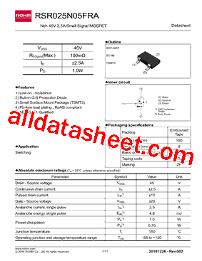 RSR025N05FRA型号图片