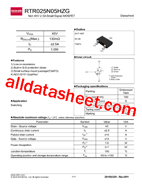 RTR025N05HZG型号图片