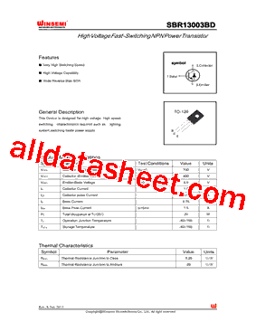 SBR13003BD型号图片