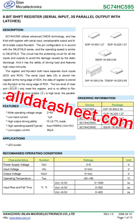 SC74HC595B型号图片