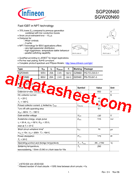 SGP20N60_09型号图片