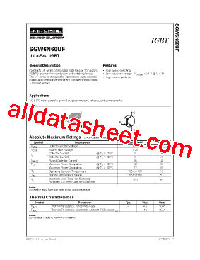 SGW6N60UF型号图片
