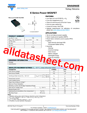 SIHA6N65E型号图片