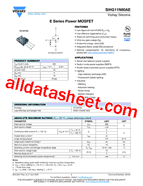 SIHG11N80AE型号图片