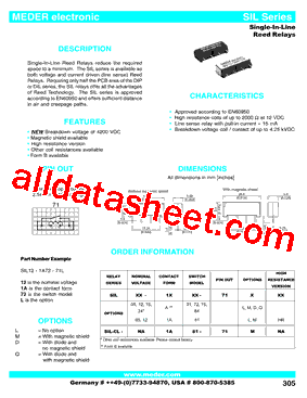 SIL05-1A31-71MHR型号图片