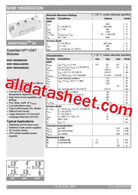 SKM195GB063DN型号图片