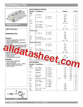 SKM200GAL17E4型号图片