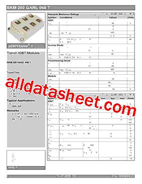 SKM200GARL066T型号图片