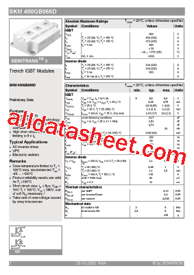 SKM400GB066D型号图片