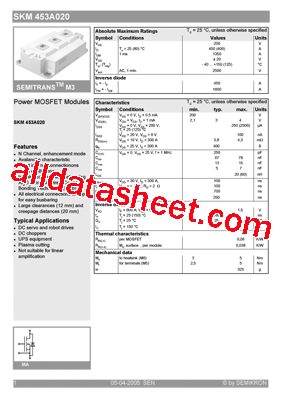 SKM453A020型号图片