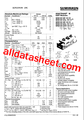 SKM50GAL121D型号图片