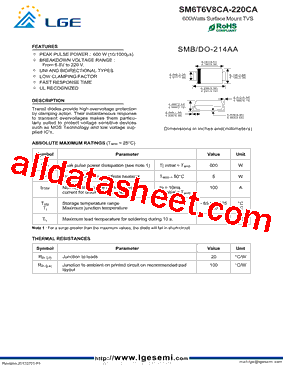 SM6T6V8CA-220CA型号图片