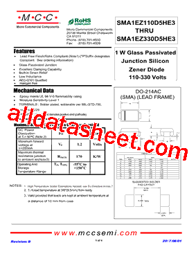 SMA1EZ150D5HE3型号图片