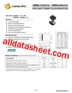 SMB8J40A型号图片