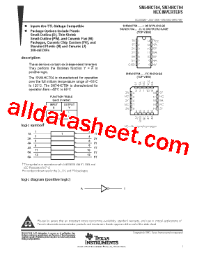 SN54HCT04J型号图片