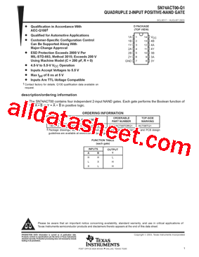 SN74ACT00TDRQ1型号图片