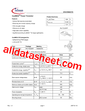 SPA15N60CFD型号图片