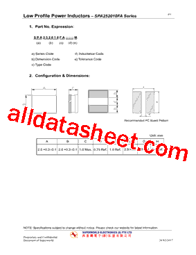 SPA252010FA2R2M型号图片