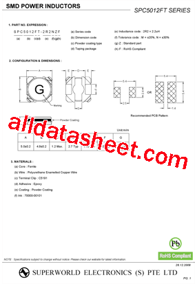 SPC5012FT-1R0NZF型号图片