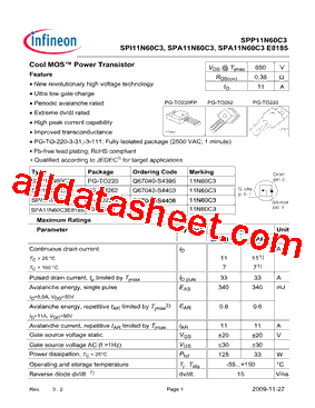 SPI11N60C3型号图片