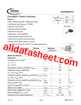 SPI20N60CFD型号图片