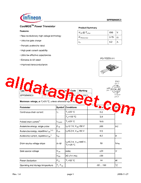 SPP06N60C3型号图片
