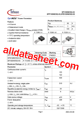 SPP100N03S2-03型号图片