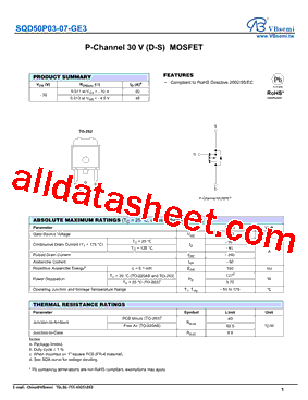 SQD50P03-07-GE3型号图片