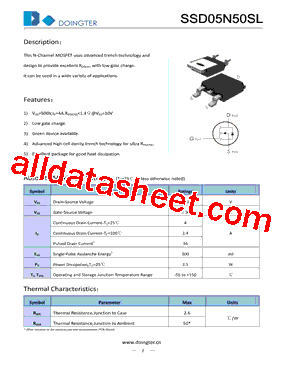 SSD05N50SL型号图片