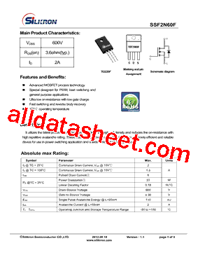 SSF2N60F型号图片