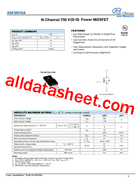 SSF6N70A型号图片