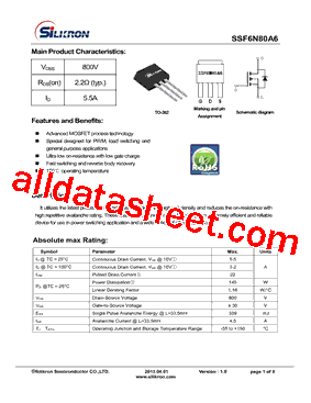 SSF6N80A6型号图片