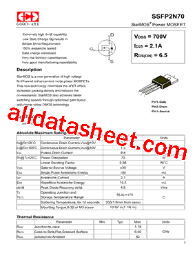 SSFP2N70型号图片
