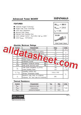 SSP4N60AS型号图片