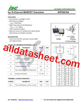 SSP6N70A型号图片