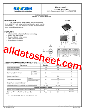 SSU07N65SL型号图片