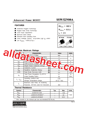 SSW2N80A型号图片