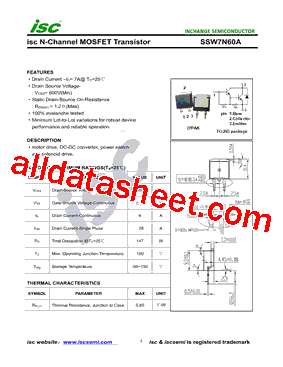 SSW7N60A型号图片