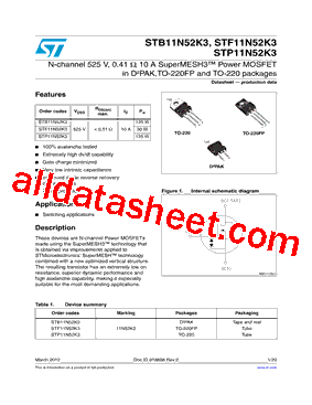 STB11N52K3型号图片
