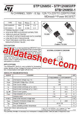 STB12NM50T4型号图片