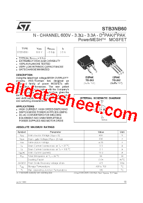 STB3NB60型号图片